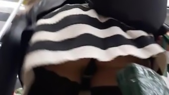 Upskirt In Supermarket Hot Mom In Black Stockings