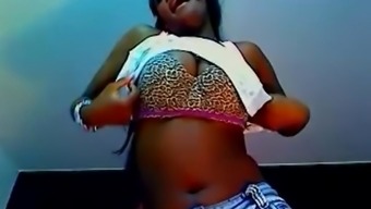 Dark Chocolate Camslut With Extra Large Boobies Strip And Dildo Show