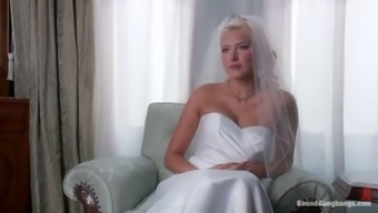 Blonde Girl In Wedding Dress Get Tied Up And Gangbanged
