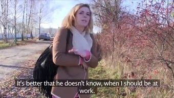 Czech Amateur Blonde Bangs In Bushies In Public