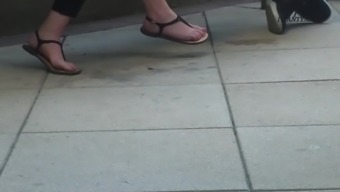 Candid Feet Watching On Lunch Break