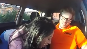 Hot Cougar Candy Kane Blows Hung Driving Instructor