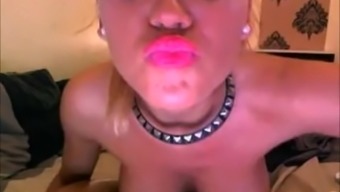 Gorgeous Blonde Oiling Silicone Big Tits On Webcam