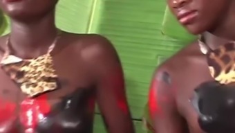 Lesbian Spanking And Erotic Dance By Two Nude Young Ebony Teens