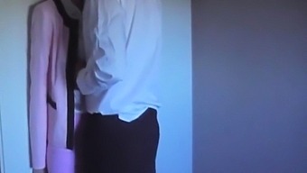 Skirt Suit, Satin Blouse, Panties, Clothed Cum On Blouse