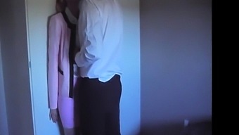 Skirt Suit, Satin Blouse, Panties, Clothed Cum On Blouse