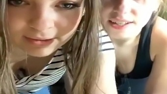 Fit Teen Squats Her Friend In Tight Jeans