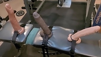Sissy Saddlestrap Squats With Three Big Mr Hankeys Toys 