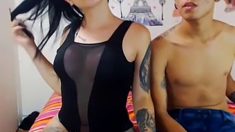 Shemale In Leotard Sucking Cock