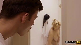 Blonde Neighbor Gets Fingered And Fucked In The Shower