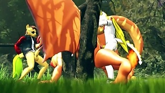 A Animated Forest Enthusiasts Yearn For A Triad With Charizard In The Woods.