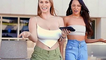 Busty Blonde And Tattooed Girl In A Threesome