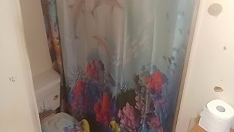 Amateur Brunette Caught In The Shower