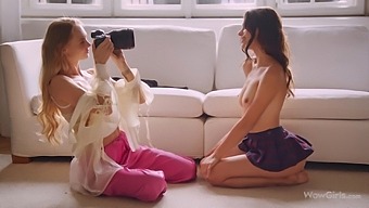 Two Slender Beauties Indulge In Mutual Oral Pleasure During A Photography Session