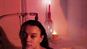 Pervert Dude Caught His Small-Breasted Tattooed Gf Showering In The Bathroom